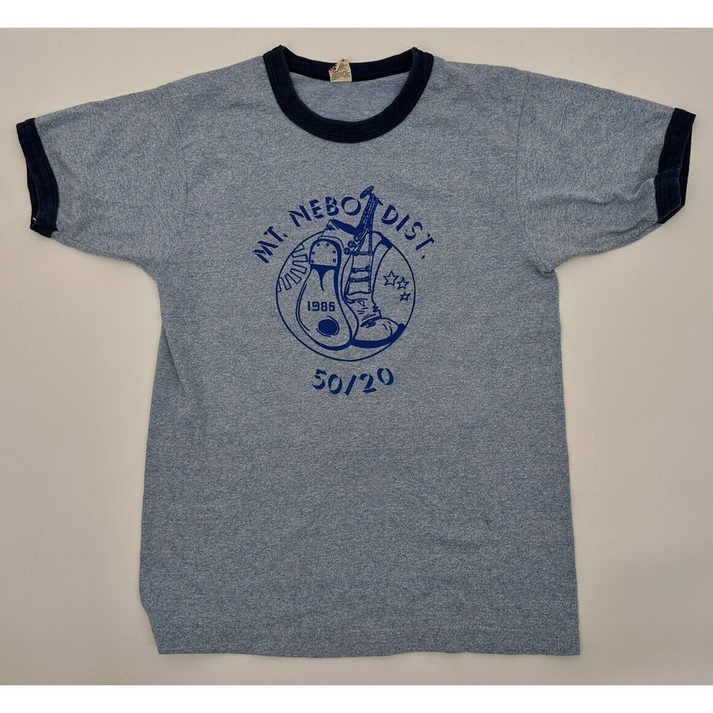 1980’s Screen Stars Tee Shirt Royal two tones (Medium) blue with Navy… - Picture 4 of 11